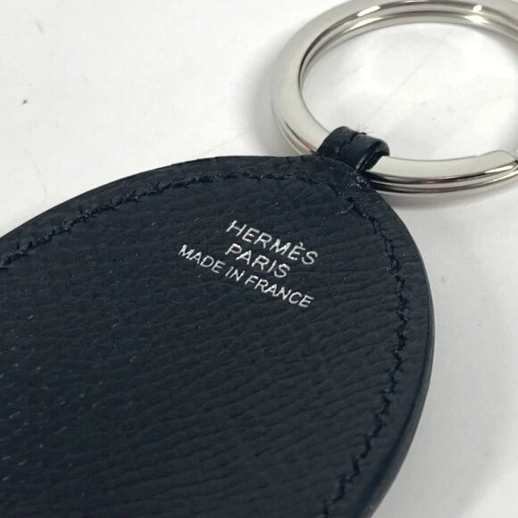 HERMES Poulpe Charm Bag Charm Key Ring Key Holder Leather Black Unused - Picture 3 of 13